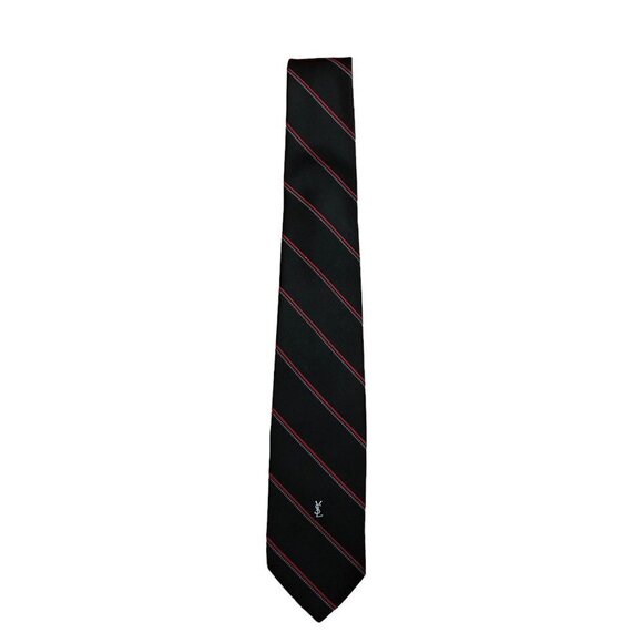 VINTAGE Yves Saint Laurent Tie Black/Red - Picture 3 of 7